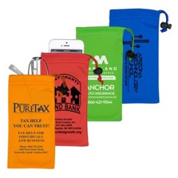 Spot Color Microfiber Drawstring Pouch for Cell Phones, Eyeglasses and other Accessories